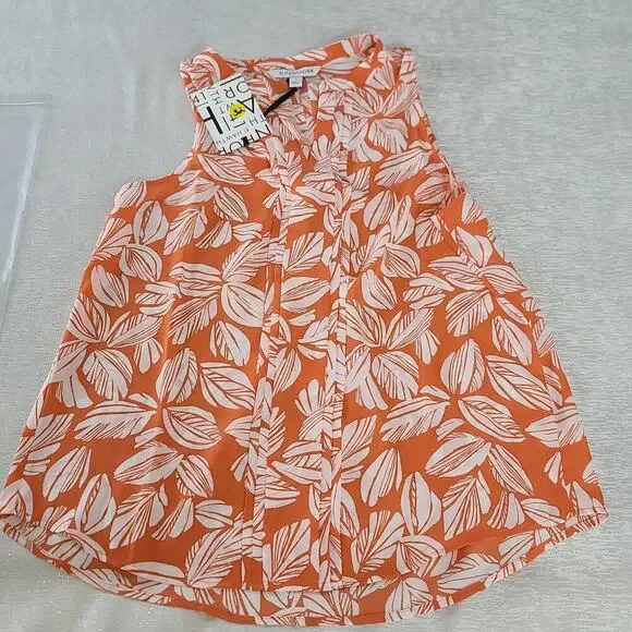 41 Hawthorn Stitch Fix tropical print orange tank size small Resort wear office - Picture 6 of 7